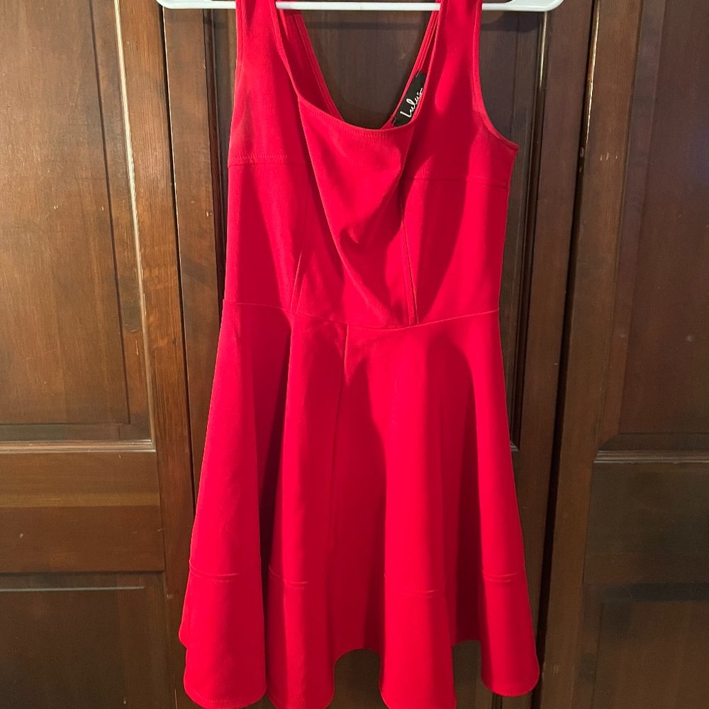 Red Square Neck Dress